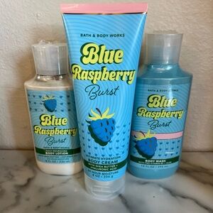 Bath & Body Works Blue Raspberry Burst Body Cream, Wash, and Lotion Set